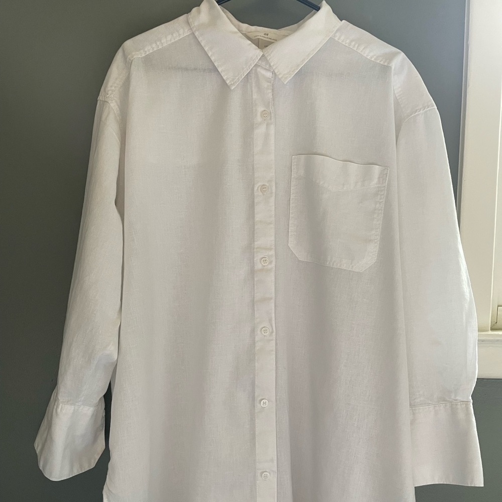 H&M Oversized linen button up size Large